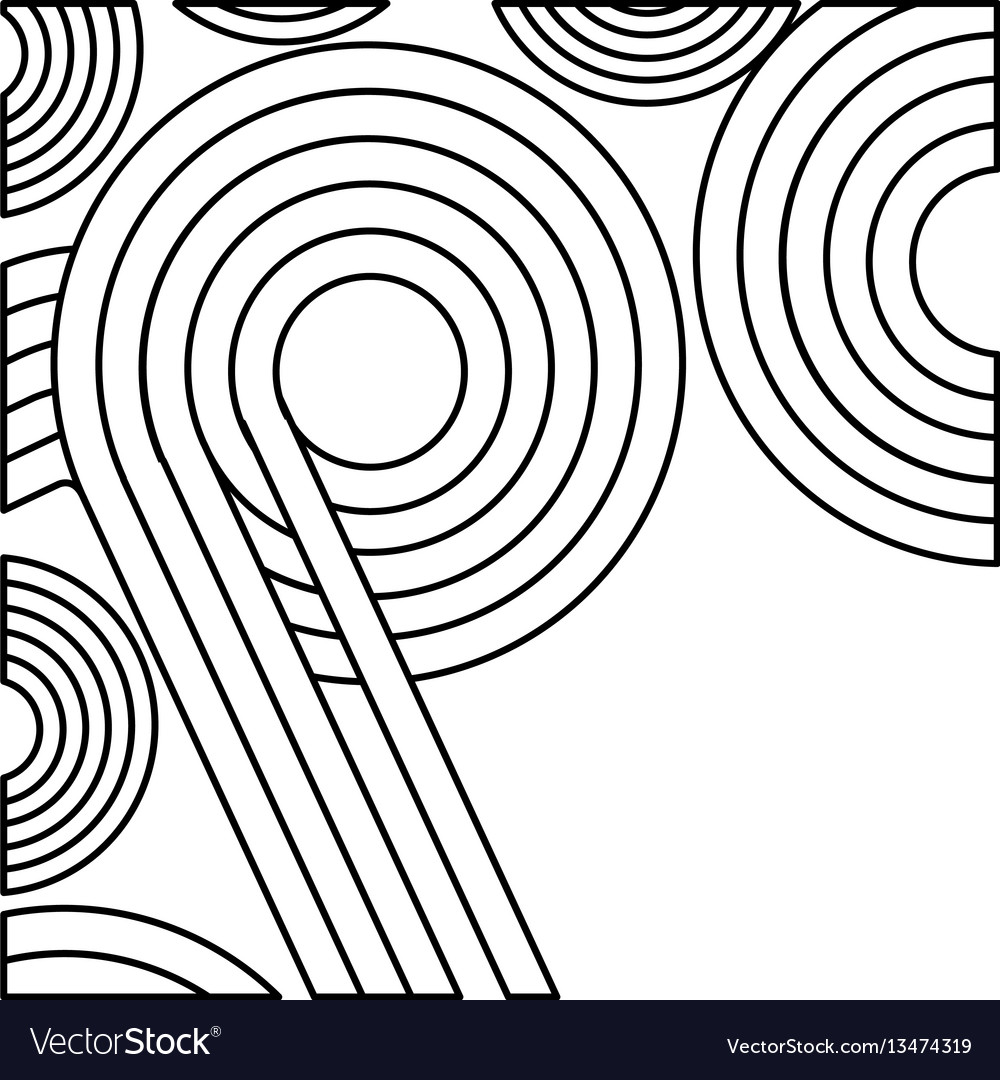 Silhouette abstract retro lines and curved Vector Image