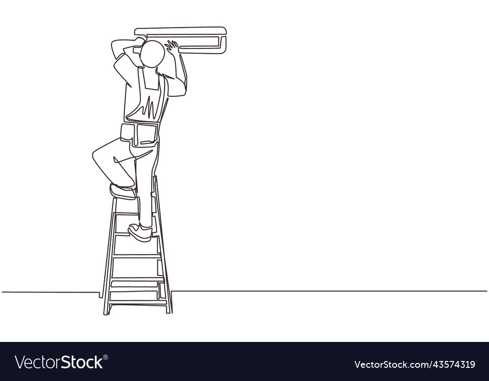 Single Continuous Line Drawing Air Conditioning Vector Image Single Continuous Line Drawing Air Conditioning Vector Image