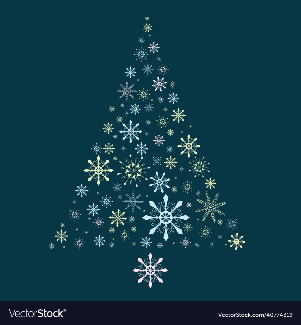 Snow tree snowflakes beautiful delicate Royalty Free Vector