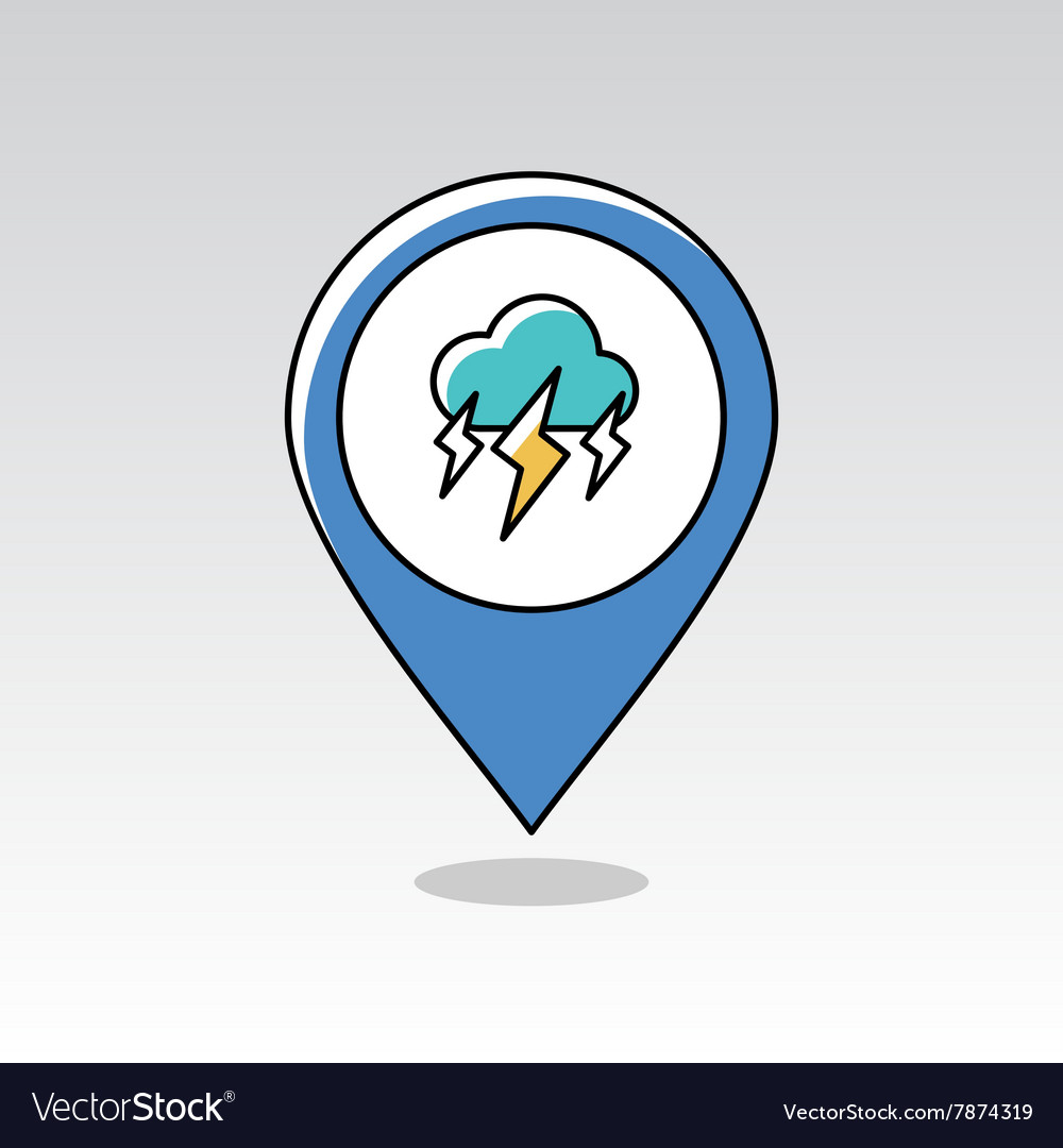 Storm cloud lightning pin map icon weather