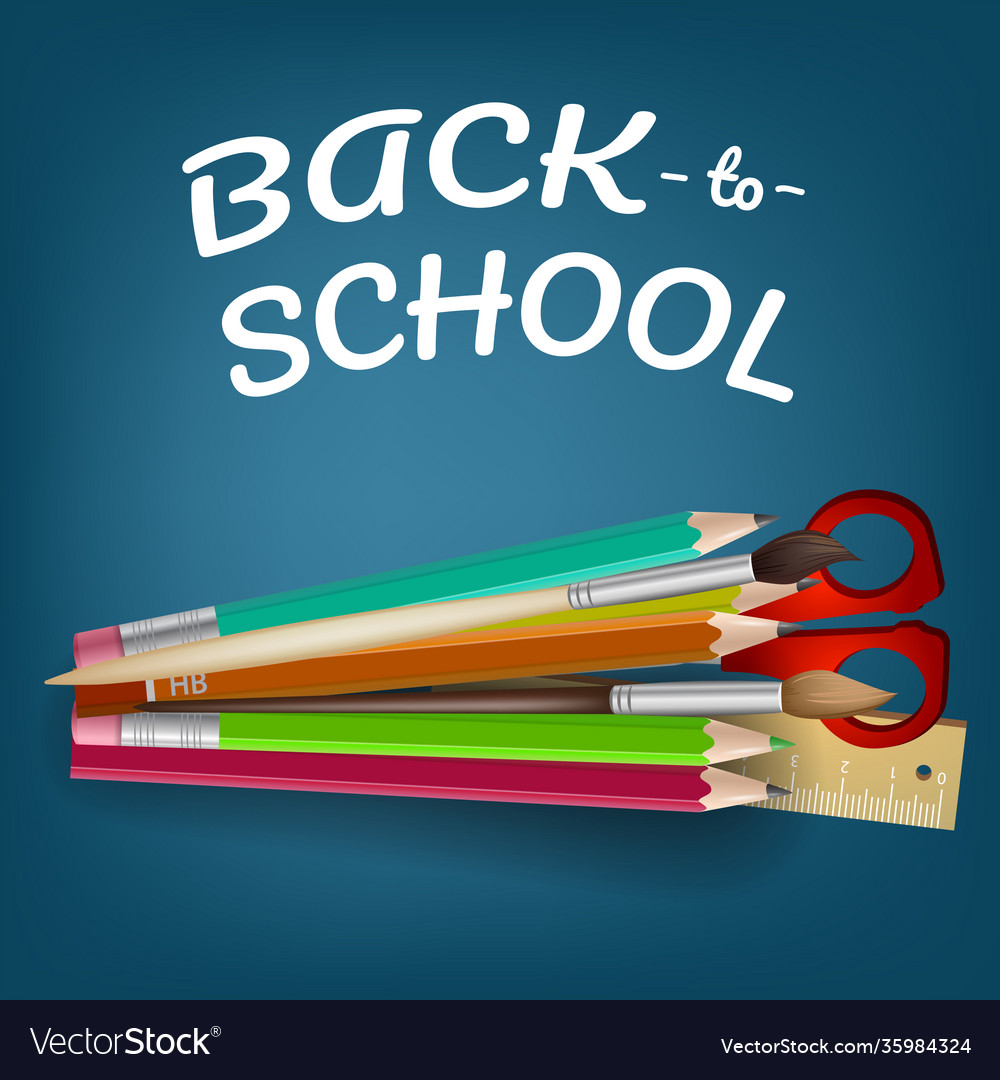 Back to school lettering with colored pencils Vector Image