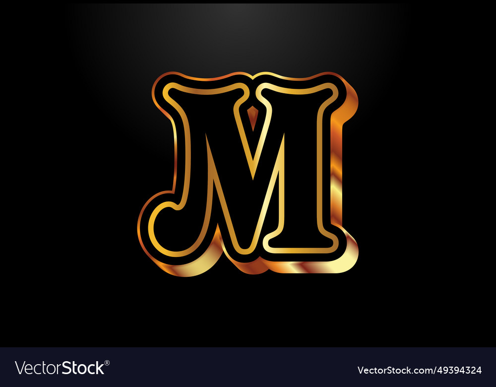 Gold and black color alphabet m elegant