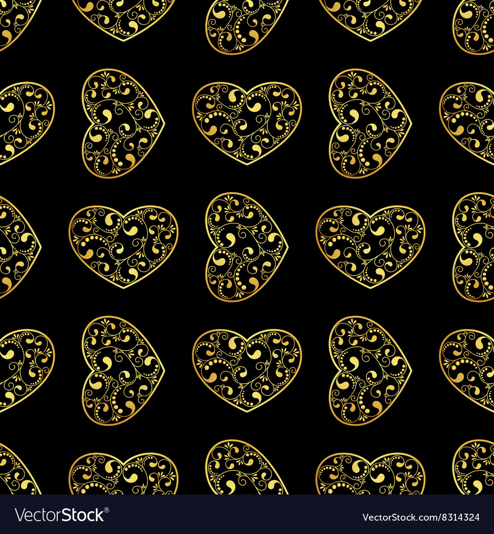 Gold Hearts Seamless Royalty Free Vector Image