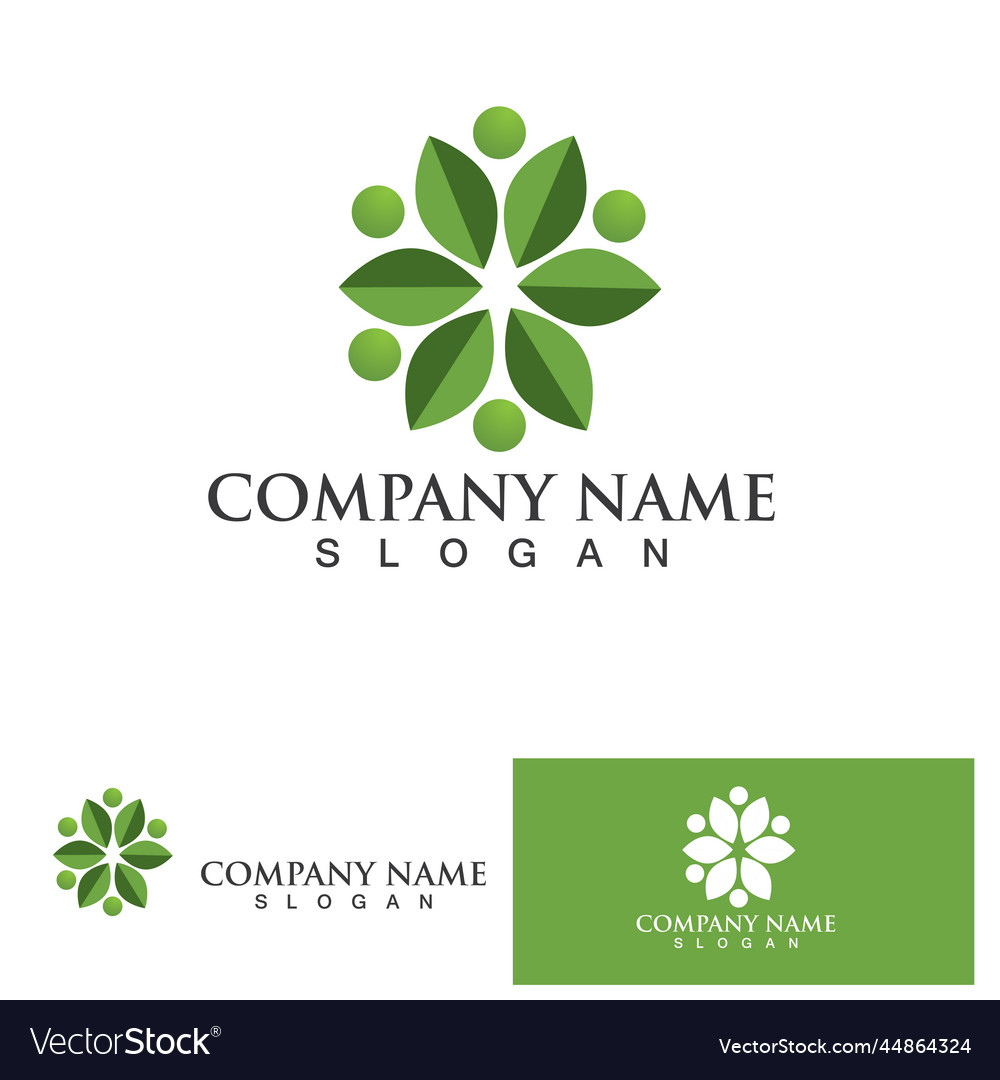 Logos of green tree leaf ecology Royalty Free Vector Image