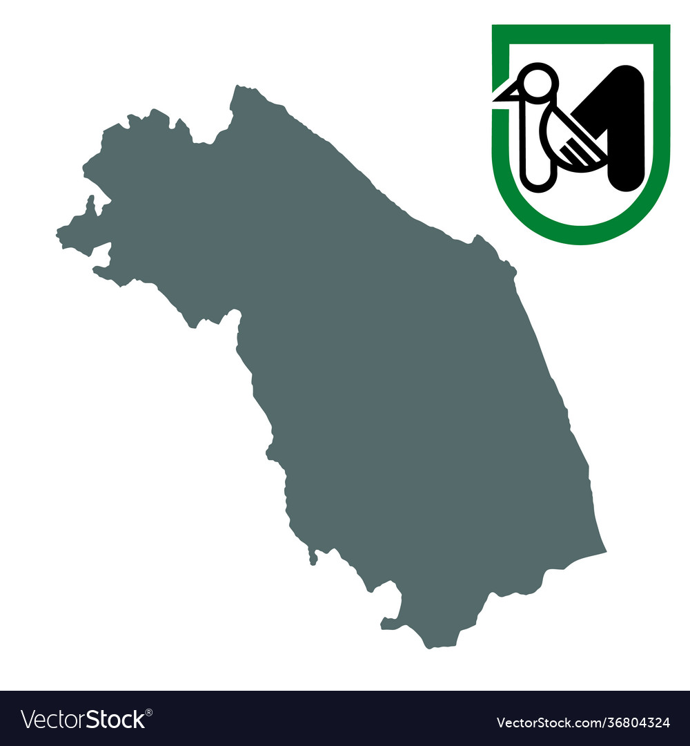 Marche map silhouette and coat arms