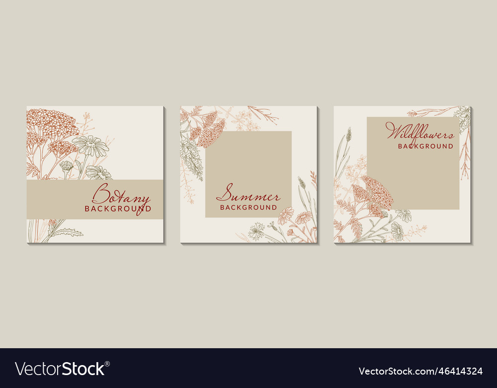 Meadow flowers social media square post template