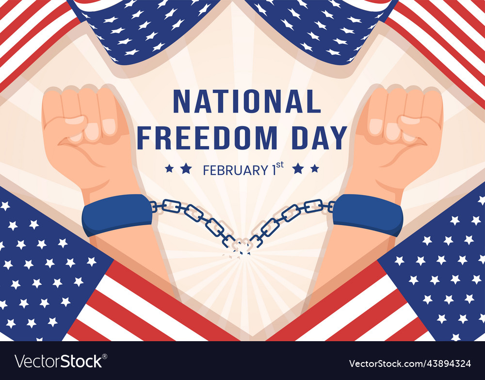 National freedom day template hand drawn cartoon Vector Image