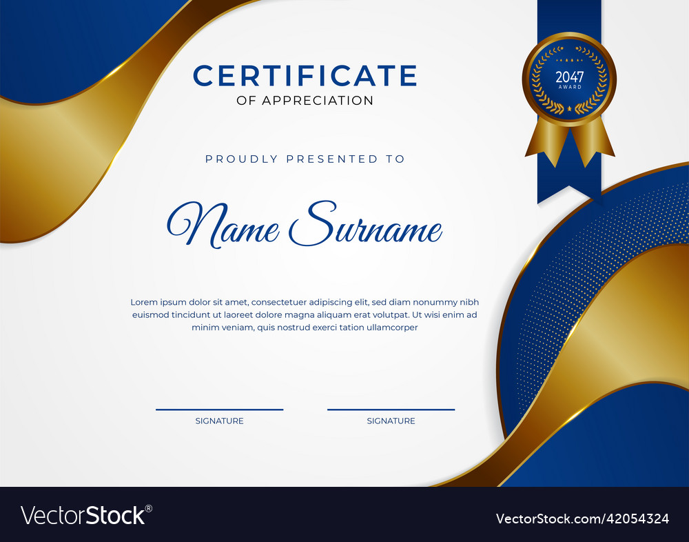 Professional golden r certificate design template Vector Image