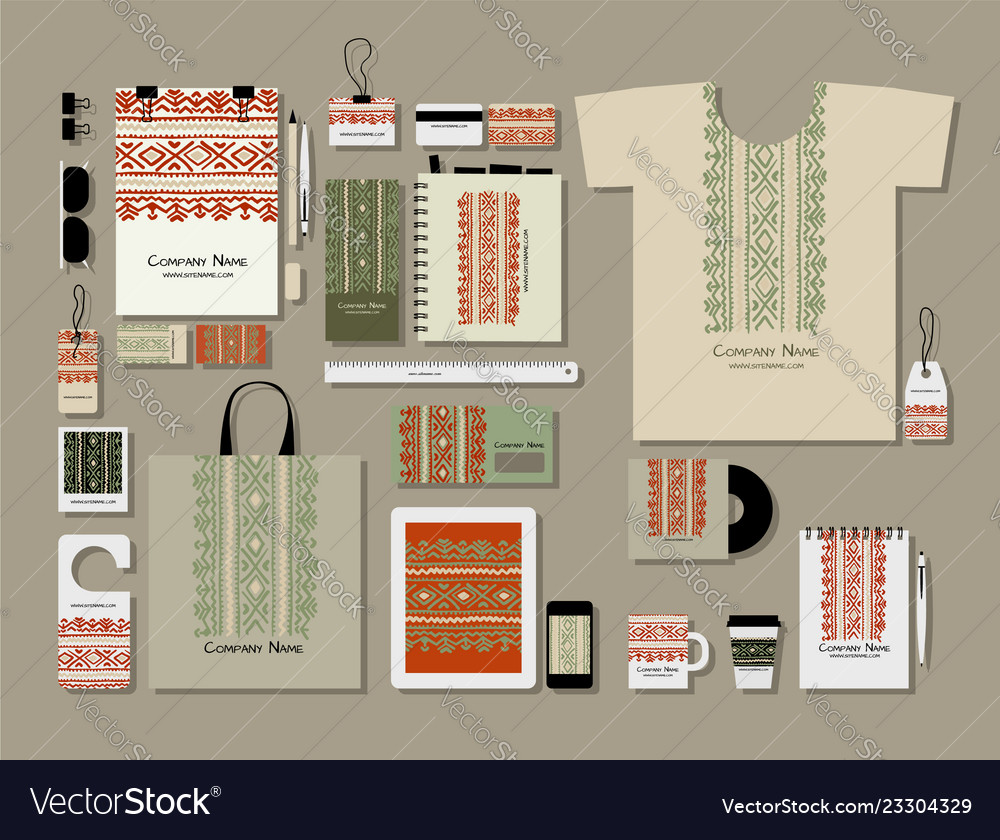 Corporate Flat Mock-up Vorlage Folk Ornament