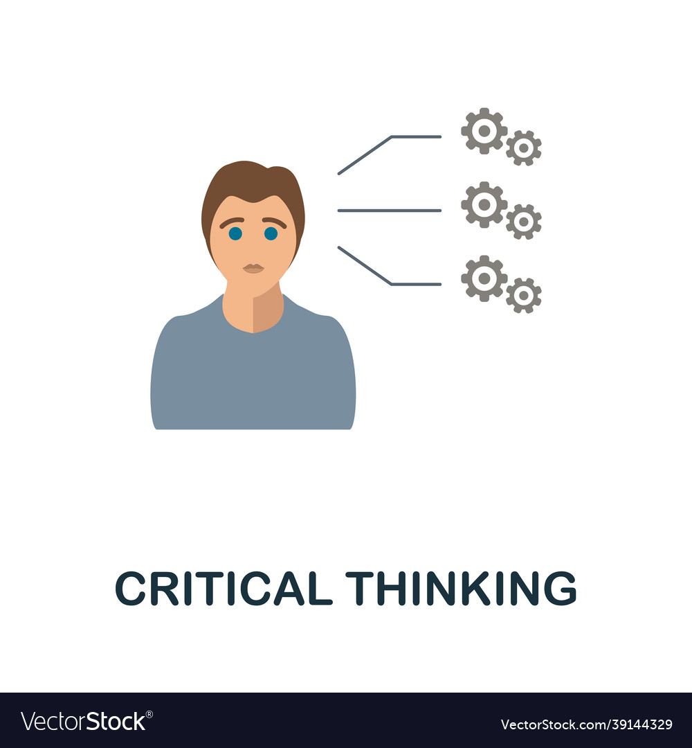 Critical thinking flat icon colored sign from