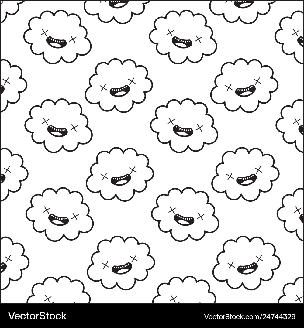 Cute cloud kawaii pattern Royalty Free Vector Image