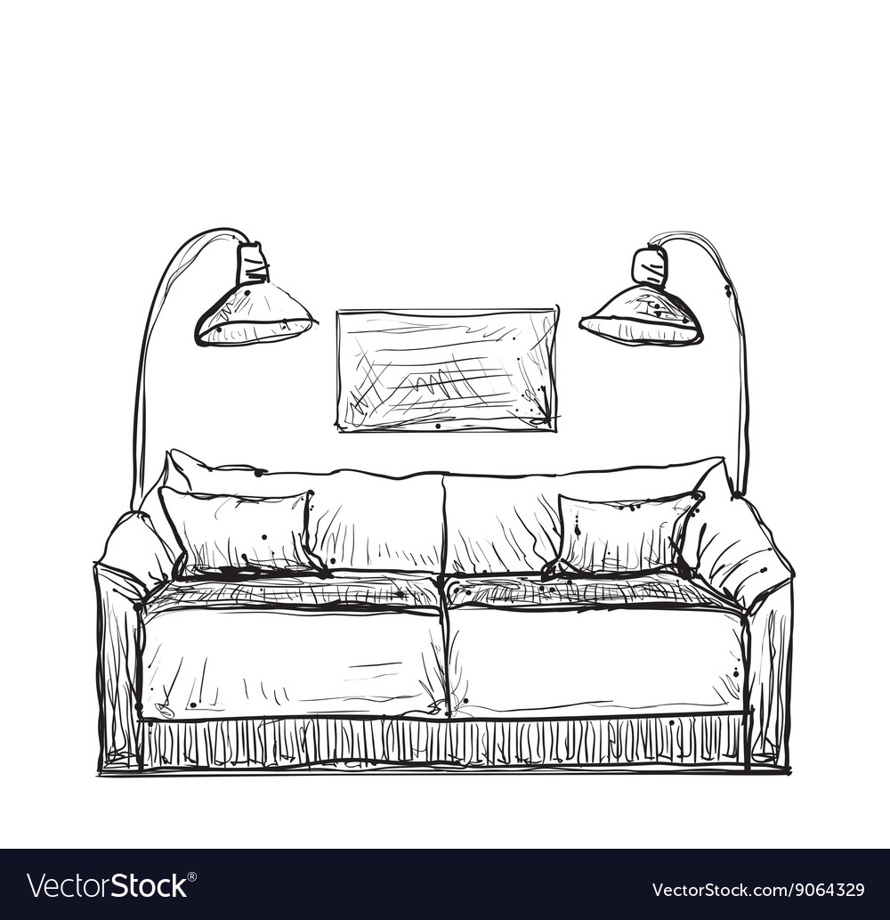 Hand drawn sofa sketch