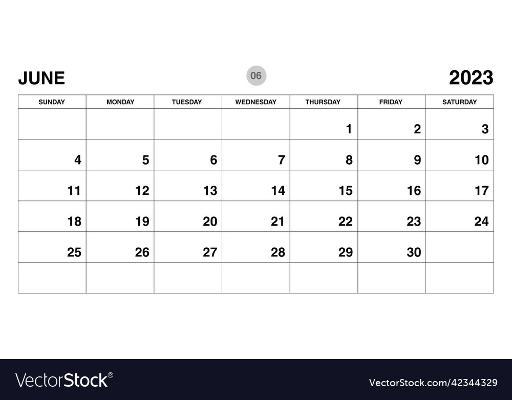 June 2023 year planner template-calendar 2023 Vector Image