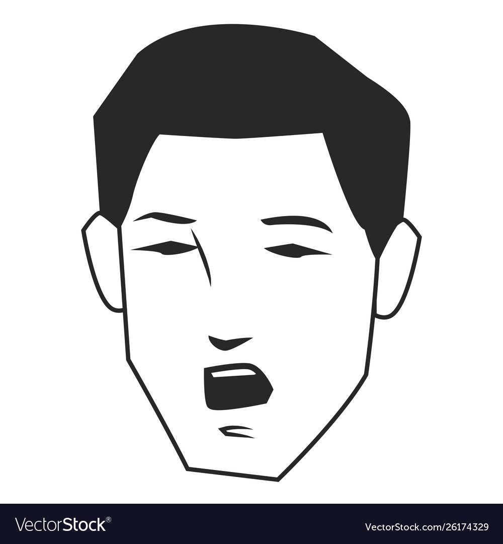 Man face avatar cartoon character in black Vector Image