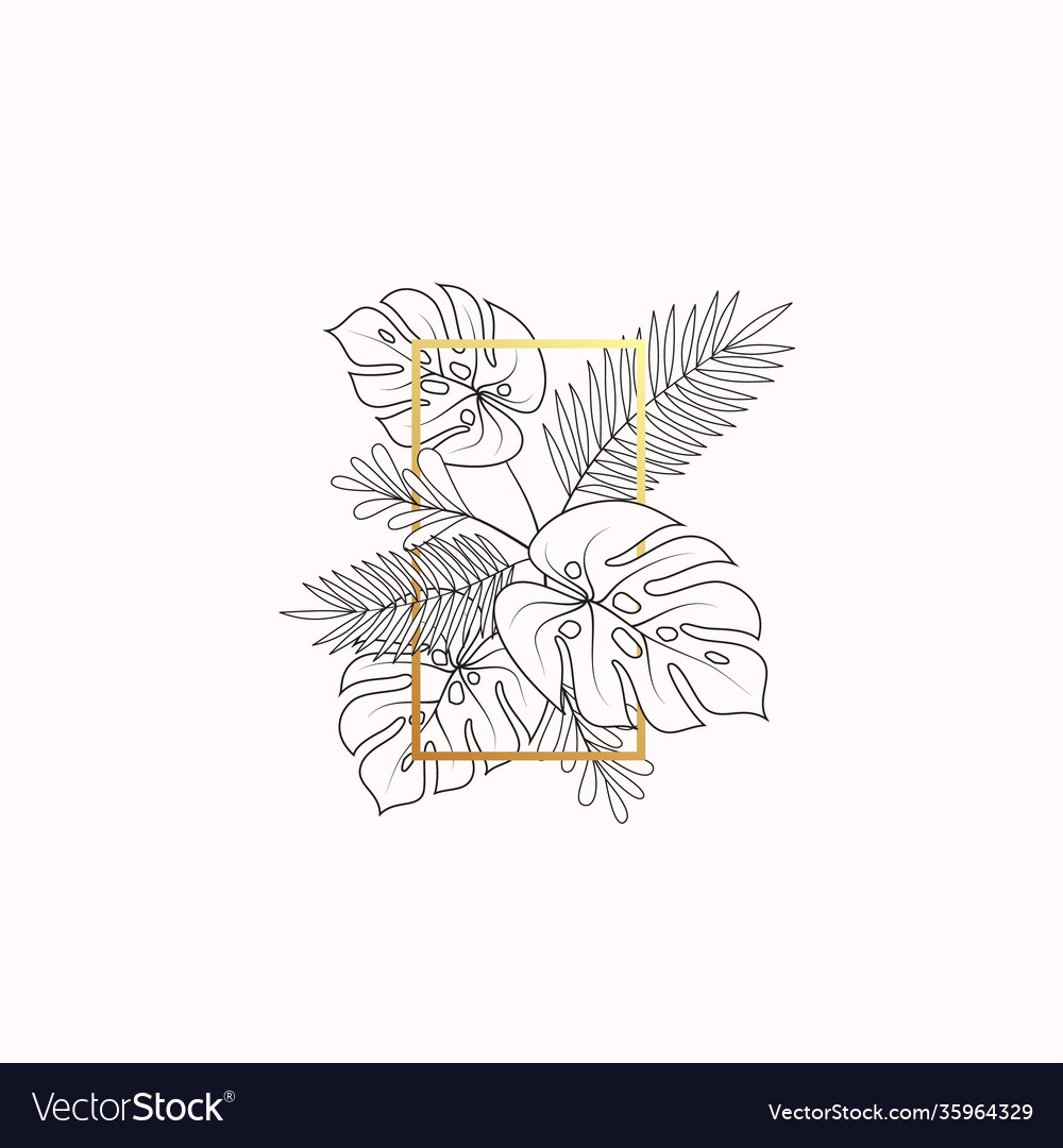Monstera and fern tropical leaves decorative vector image Monstera and fern tropical leaves decorative