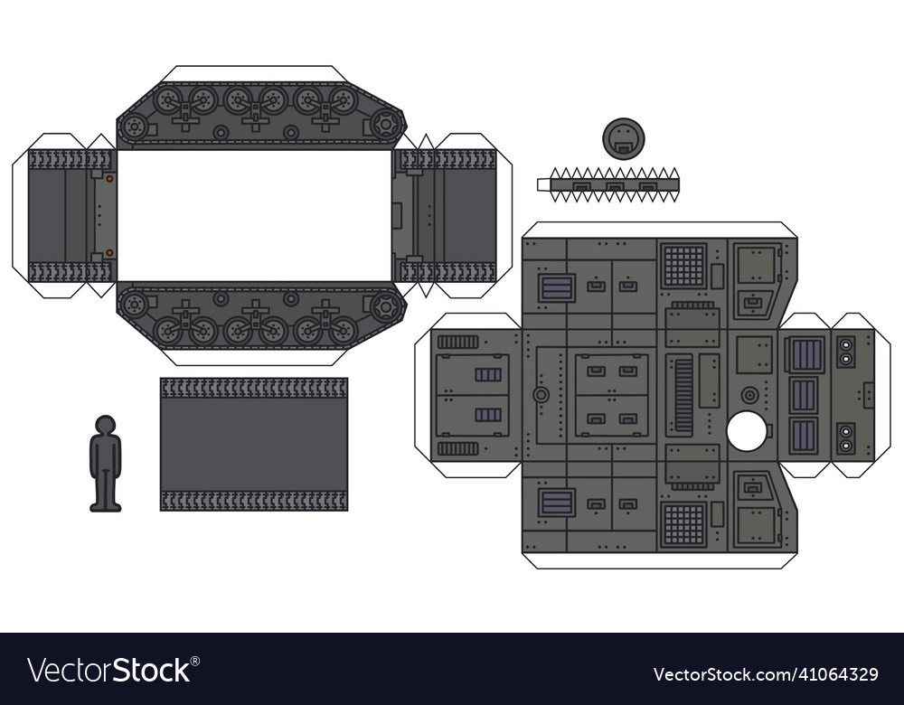 Paper model of an old tracked armoured carrier Vector Image