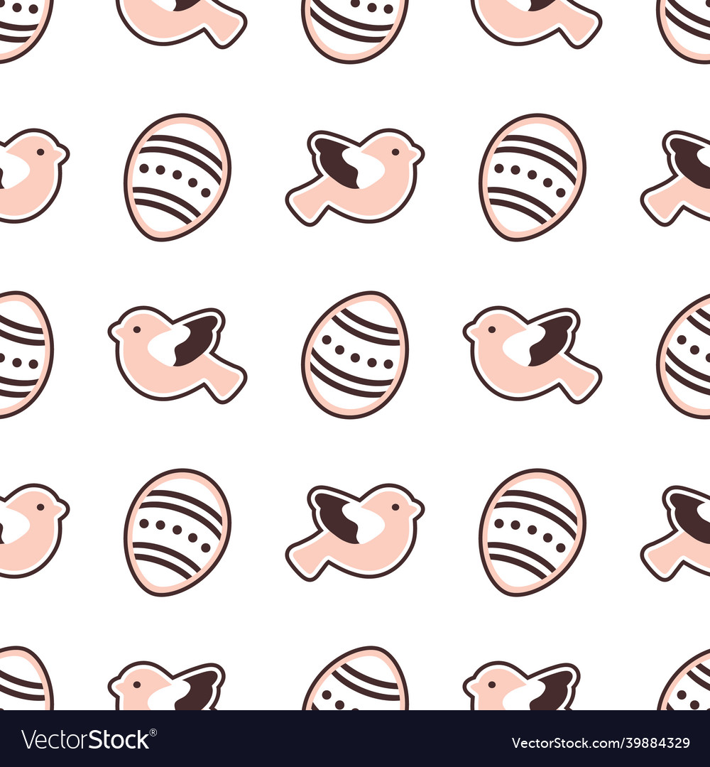 Seamless pattern with easter eggs birds