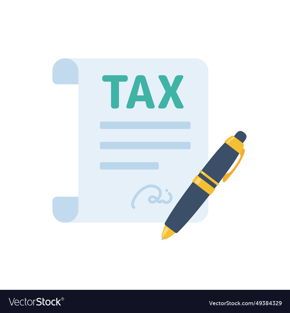 Tax document icon filing documents with pen