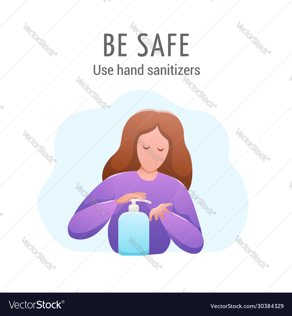 Virus prevention and protection woman uses hand