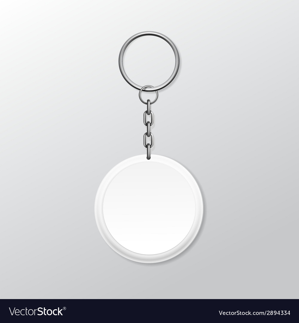 Download Blank round keychain with ring and chain for key Vector Image