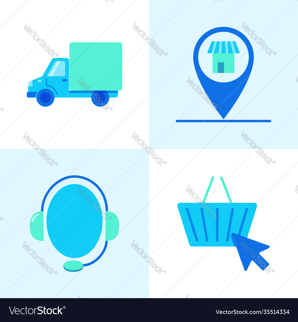 Buying online icon set in flat style