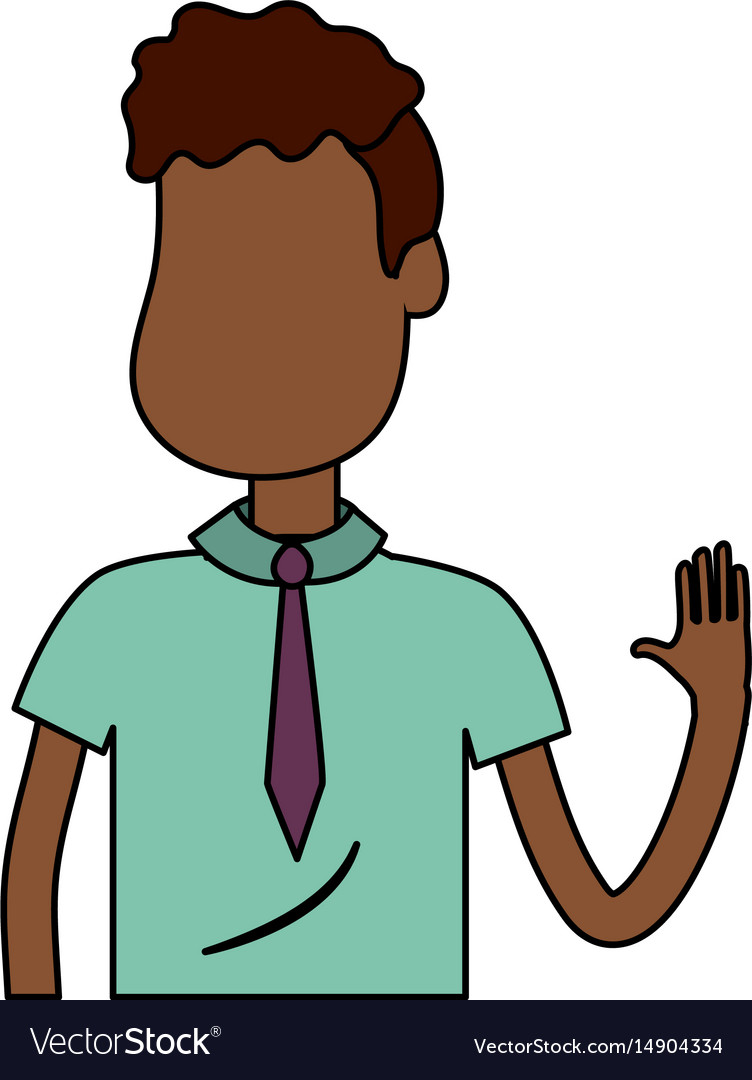 Cute Man With Hand Up And Nice Wear Royalty Free Vector