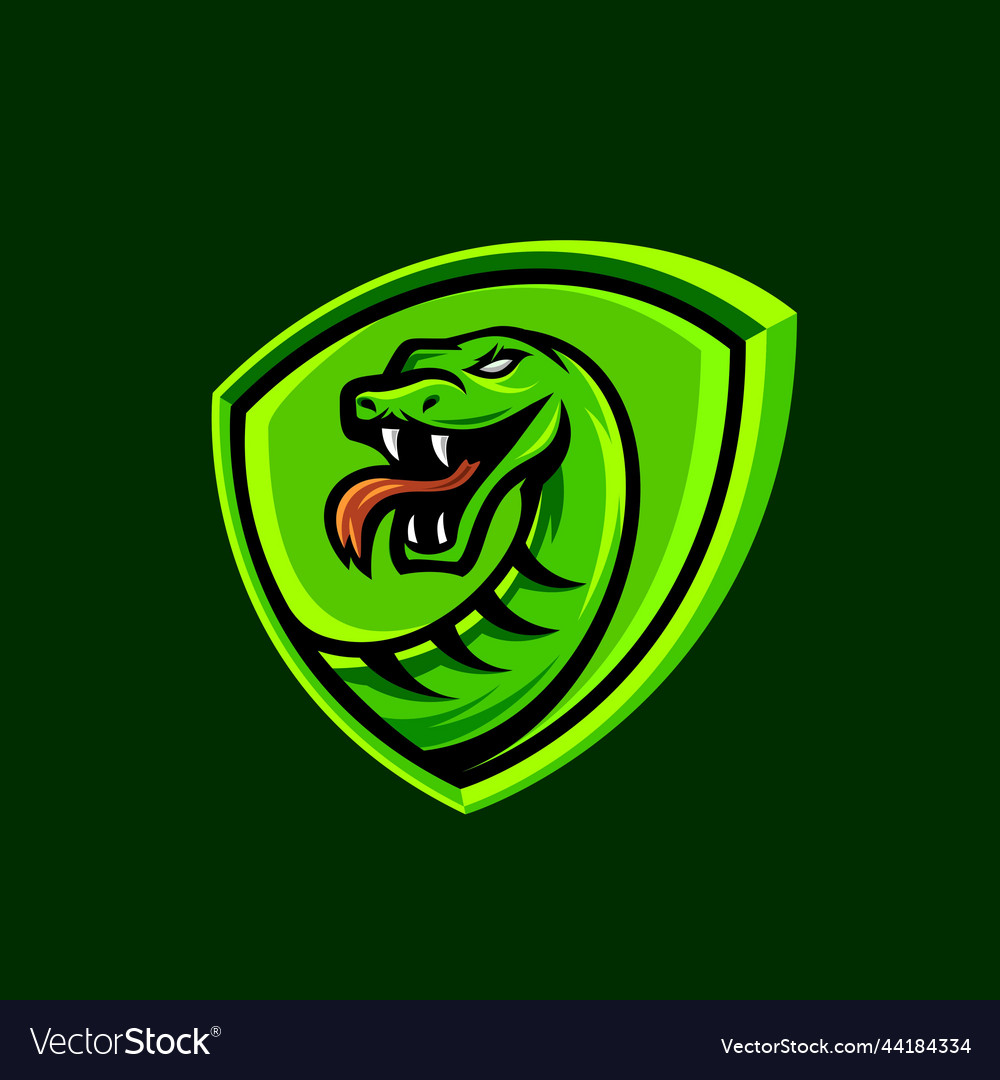Green viper snake sport mascot logo design icon