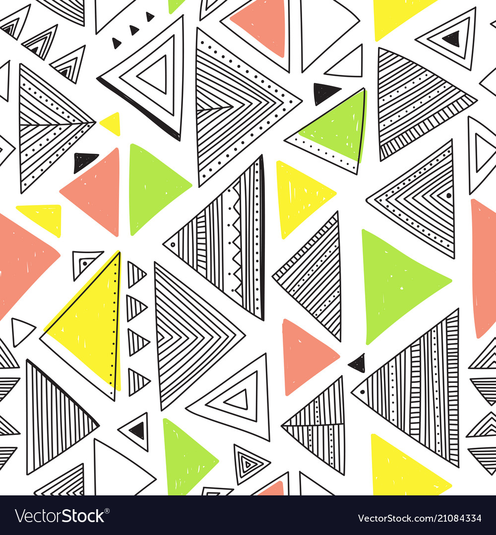 Seamless pattern with ethnic tribal boho triangles vector image Seamless pattern with ethnic tribal boho triangles