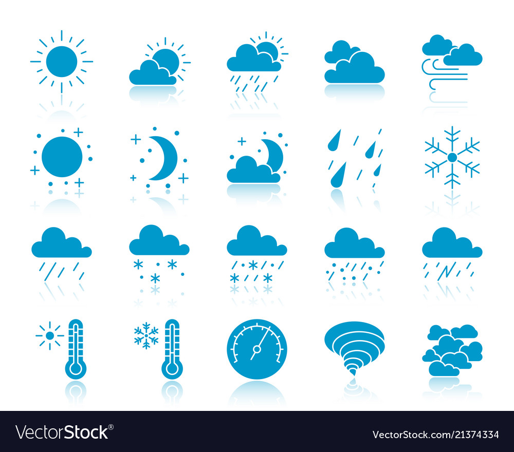 Weather color silhouette icons set Royalty Free Vector Image