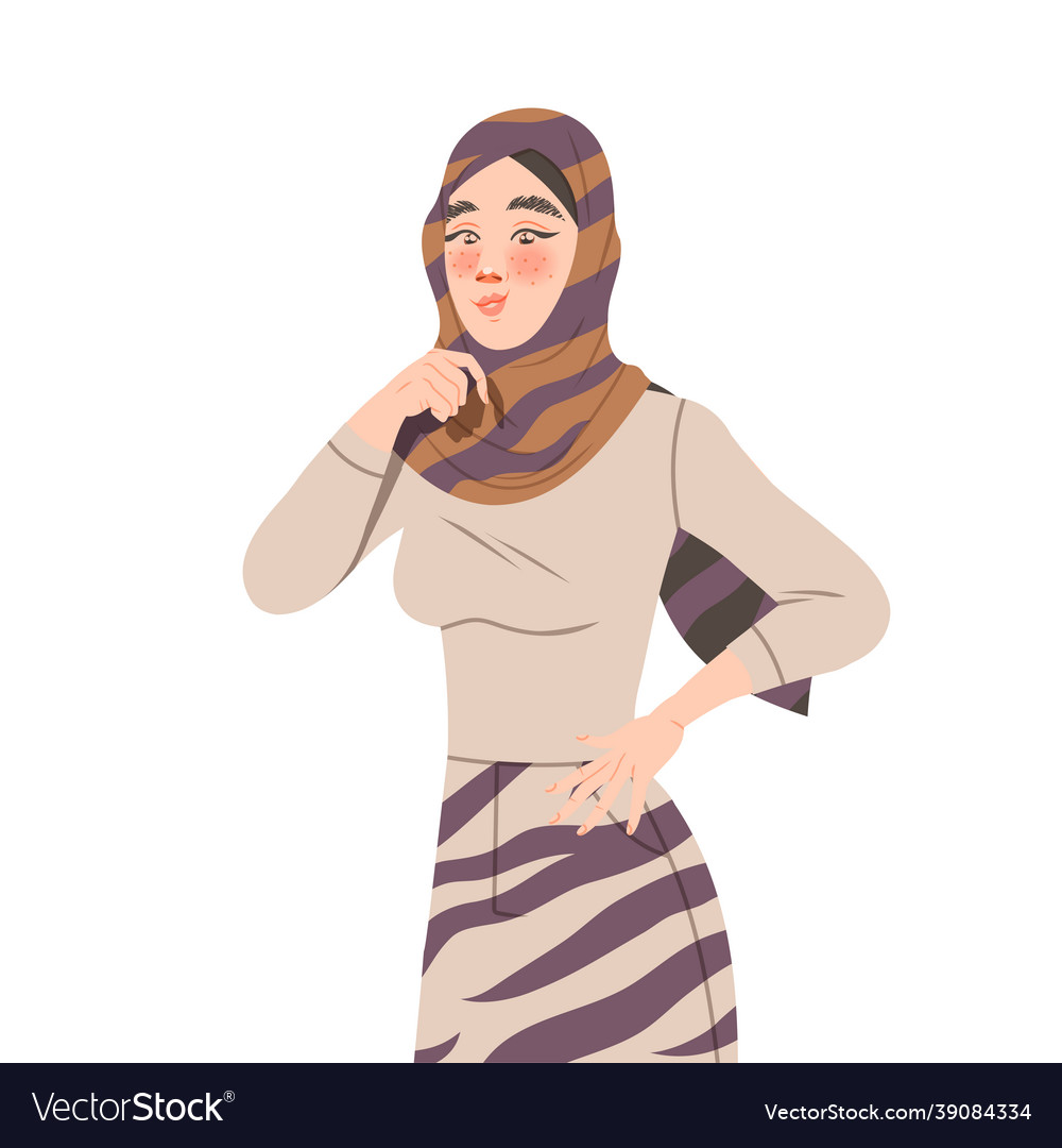 Premium Vector  Young muslim woman wearing hijab taking selfie