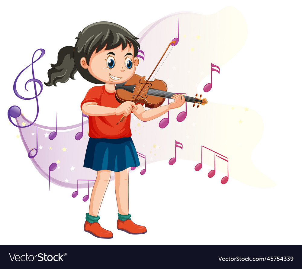 A girl playing violin cartoon Royalty Free Vector Image