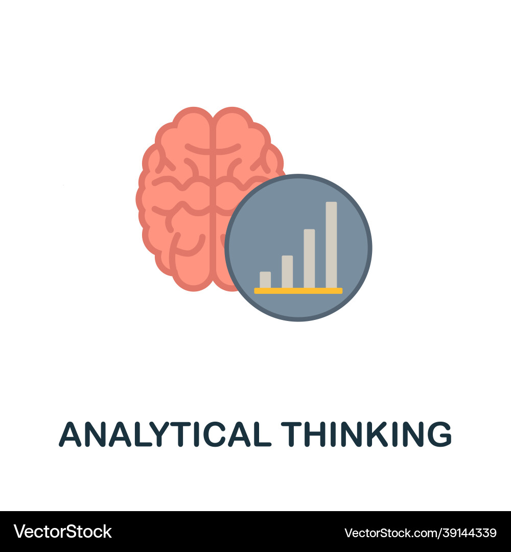 Analytical thinking flat icon colored sign from Vector Image