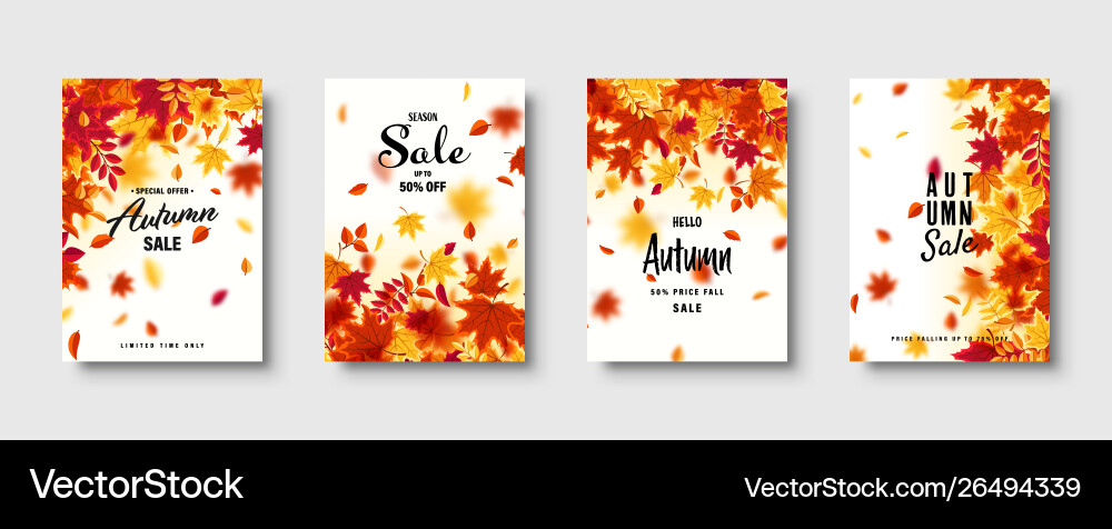 Autumn Falling Leaves Banner Set Nature Royalty Free Vector
