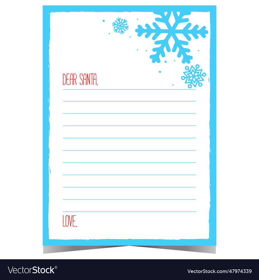 Dear santa postcard or wish list blank template Vector Image