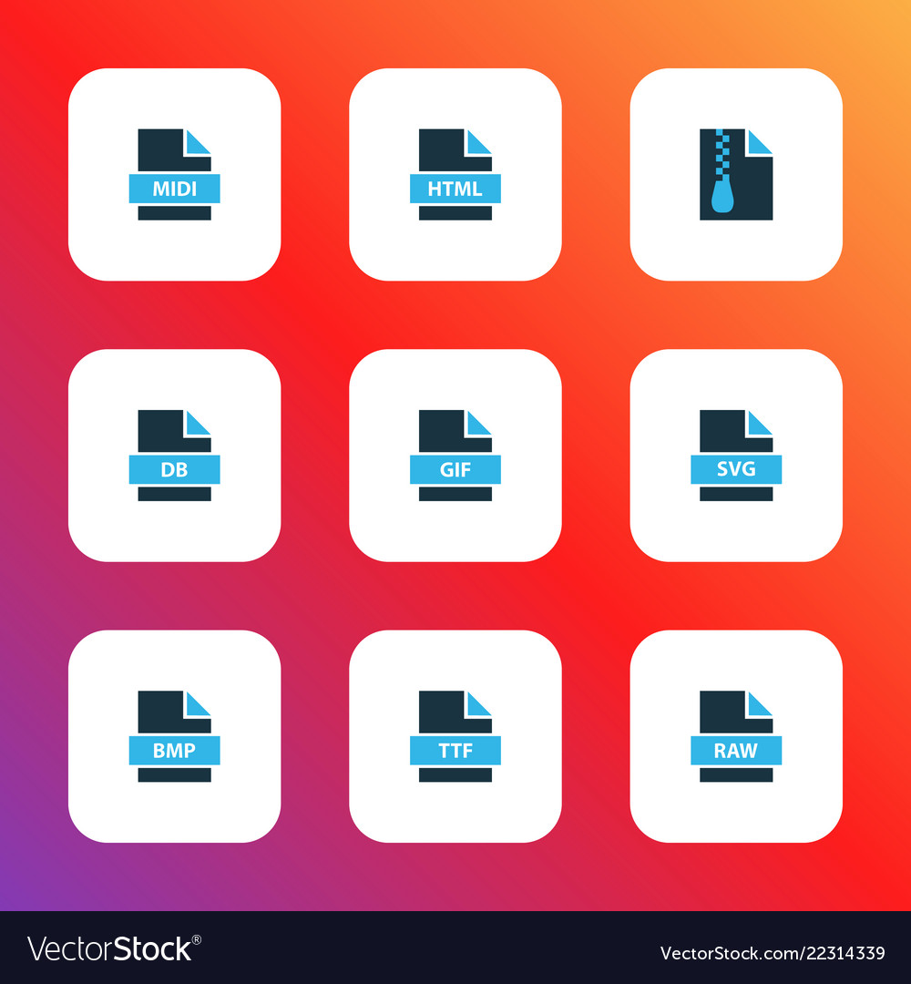 File icons colored set with gif svg