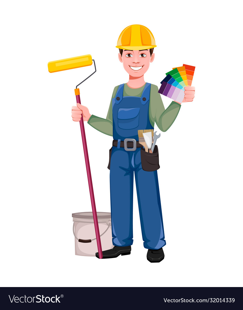 Painter cartoon character Royalty Free Vector Image