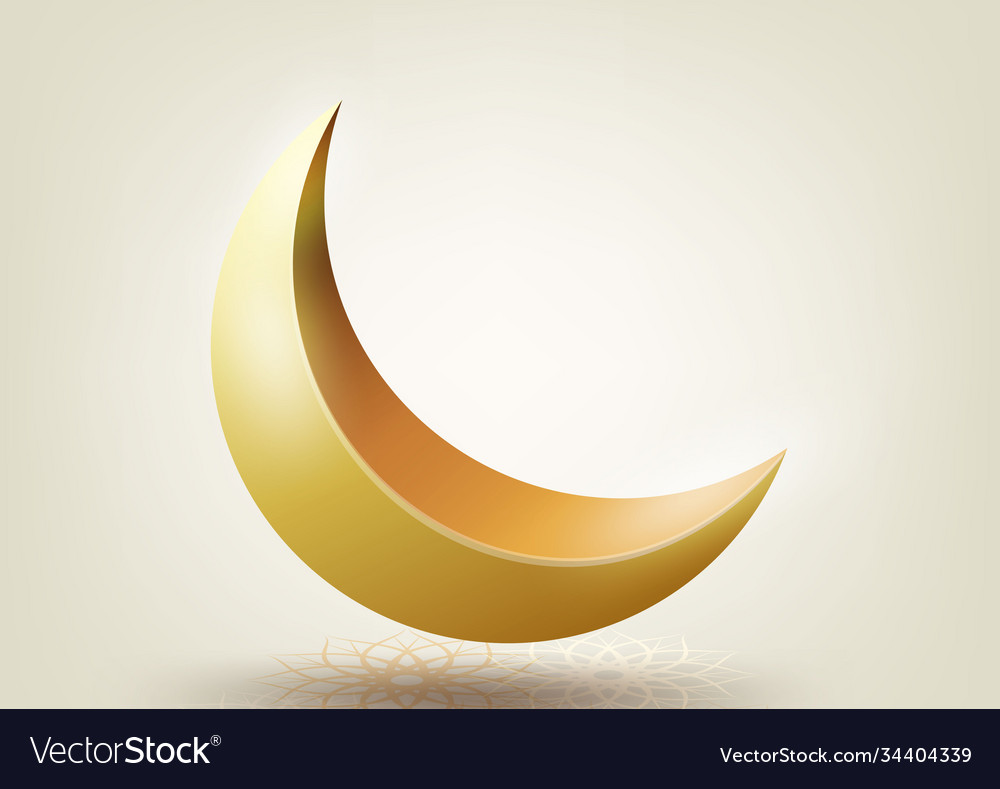 Ramadan kareem with golden ornate crescent