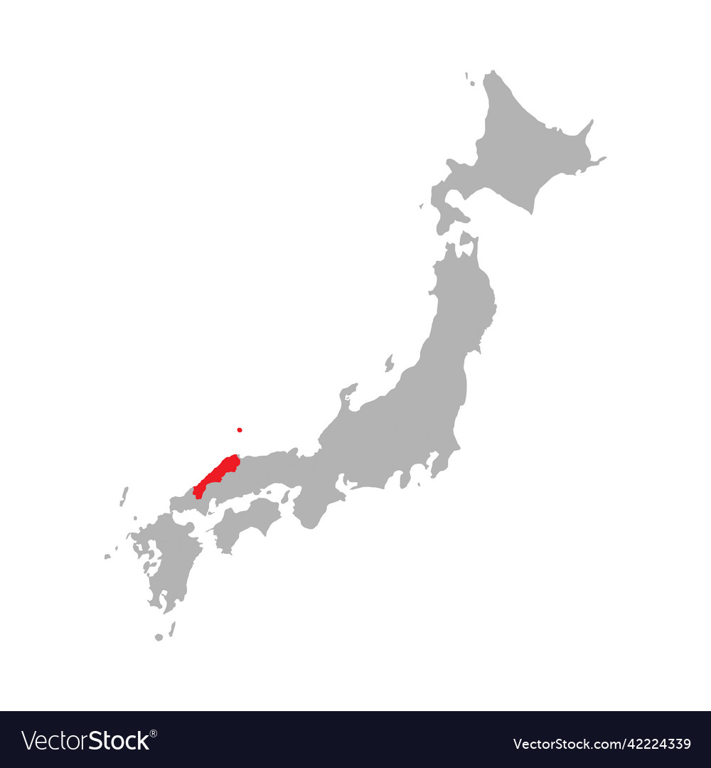 Shimane prefecture highlighted on the map of japan