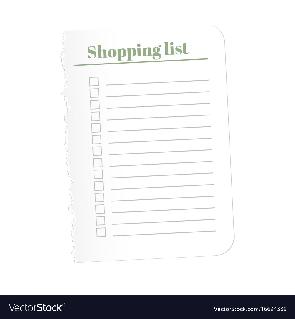 shopping list torn a blank sheet of paper to shopping list