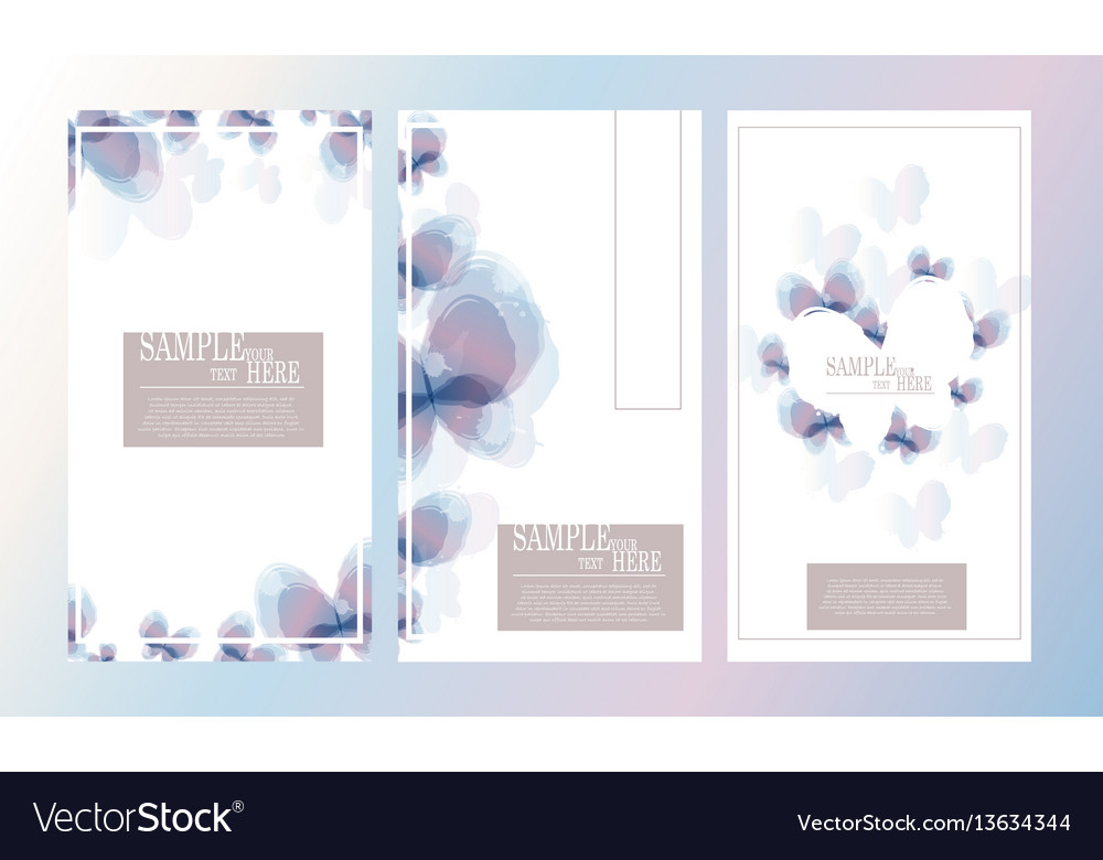 Abstract watercolor butterfly template design set