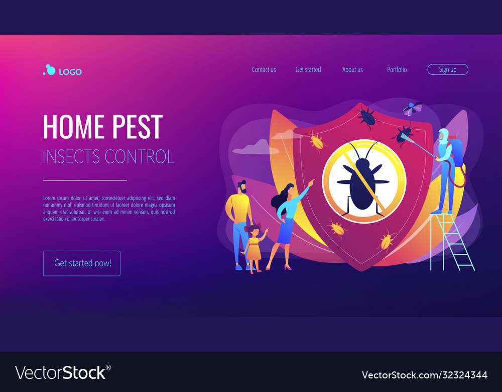 Home pest insects control concept landing page