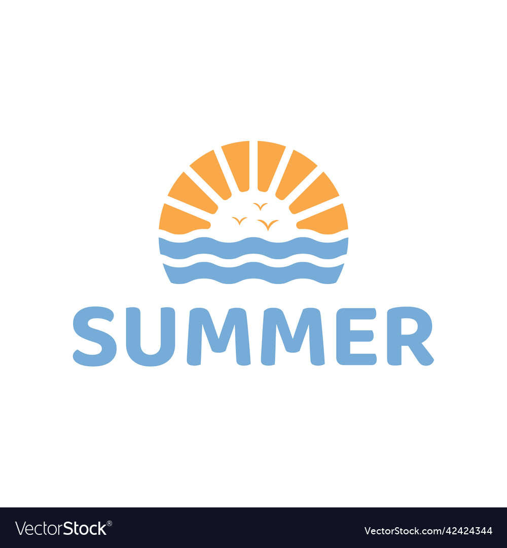 Ocean sunset summer logo design