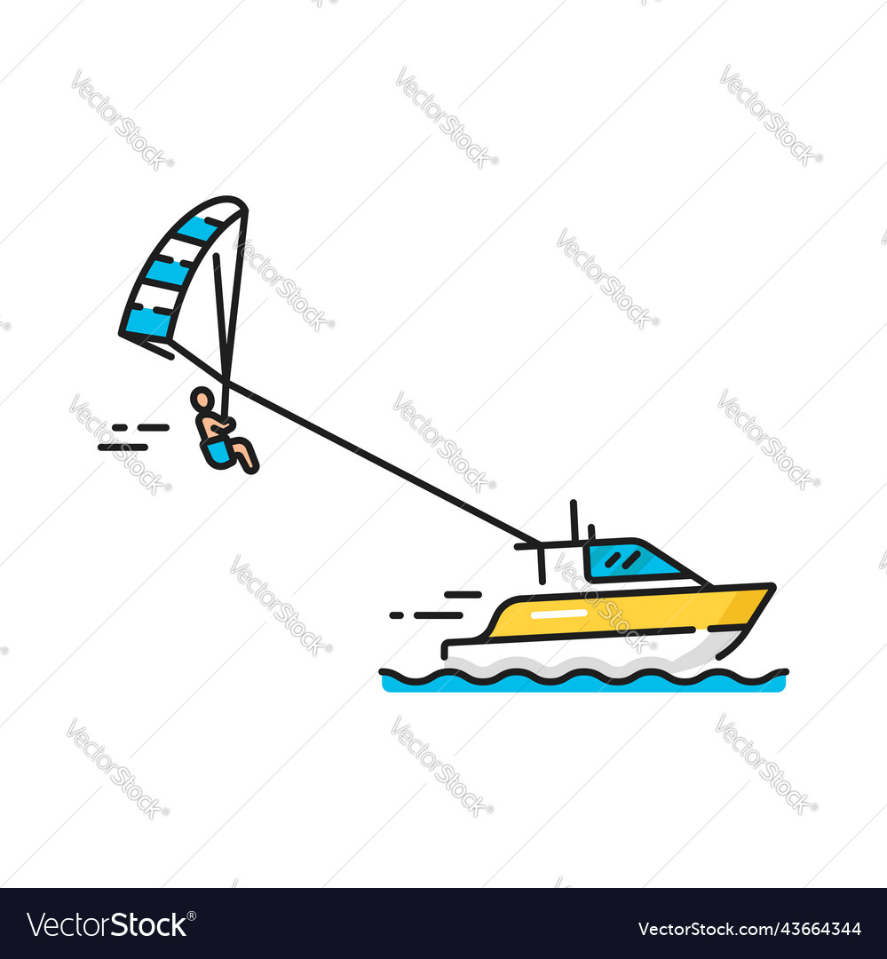 Parakiting Water Sport Activity Parasailing Man Vector Image