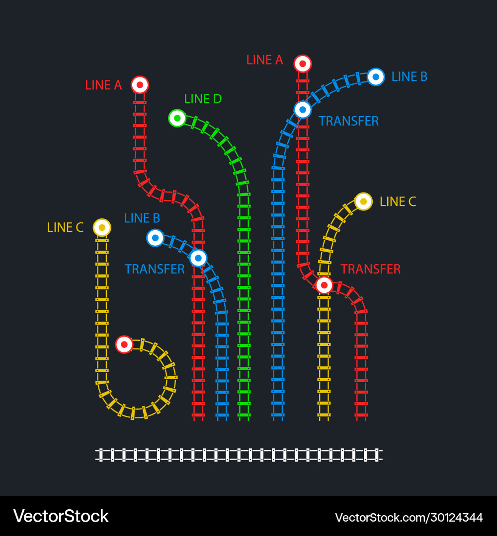 Railway - train tracks with transmission stations Vector Image