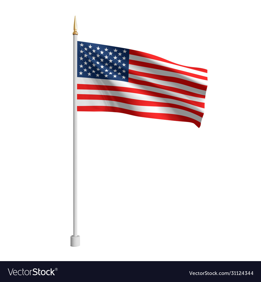 Realistic American Flag Waving Flag Usa Royalty Free Vector