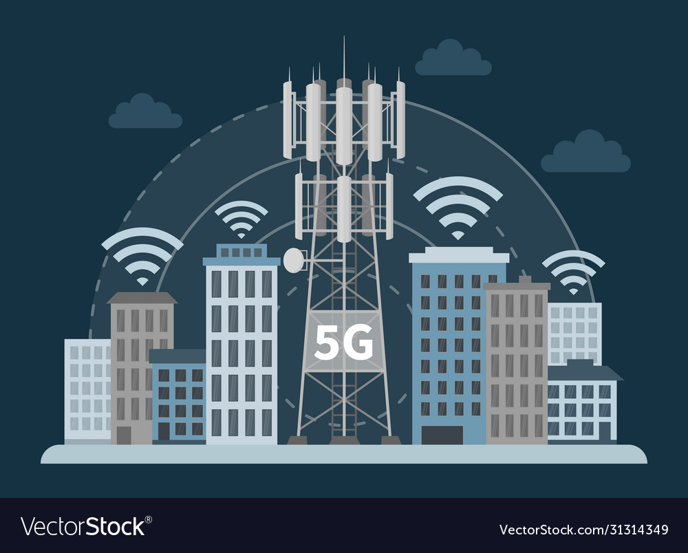 5g Tower Basisstation in innovativer Smart City