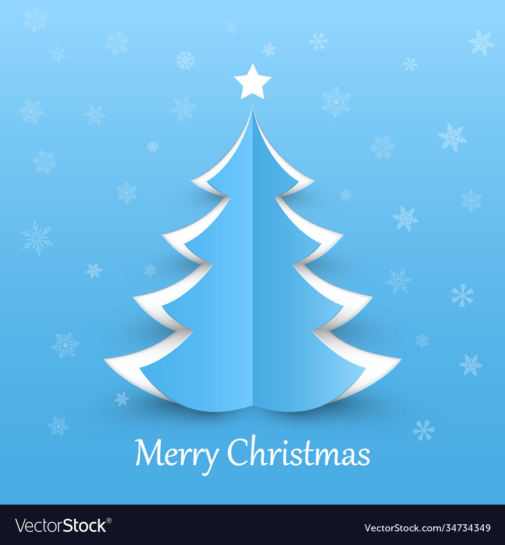 Christmas Tree On Blue Background Design Elements Vector Image