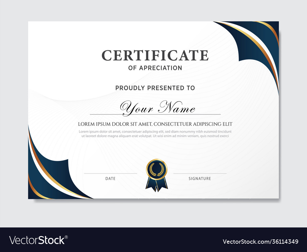 Creative certificate appreciation award Royalty Free Vector