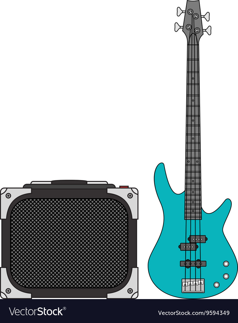 electric bass guitar and amp