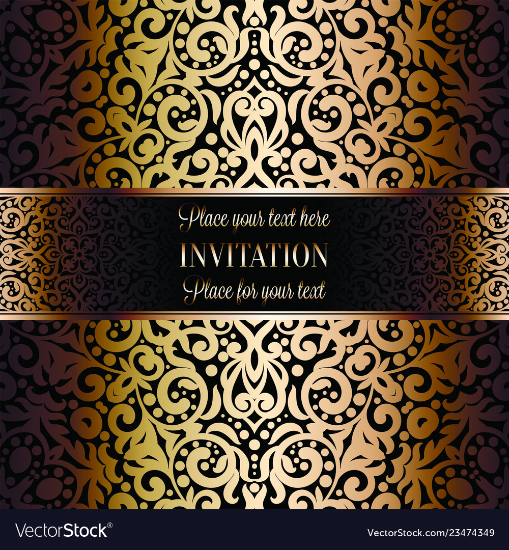 Gold wedding invitation card template design Vector Image